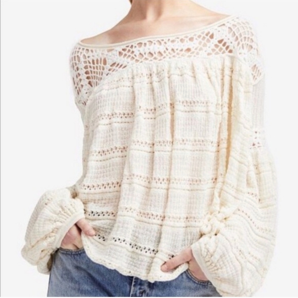 Free People Someday Crochet Knit Sweater S